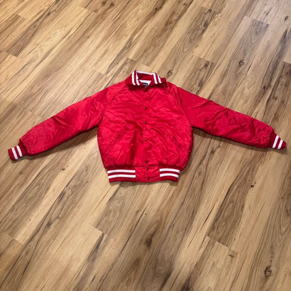 Vintage Holloway Varsity Jacket Mens Medium Red Everett Tennis Preppy 90s USA